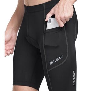 Baleaf Padded Men's Black Cycling Shorts with Side Pocket